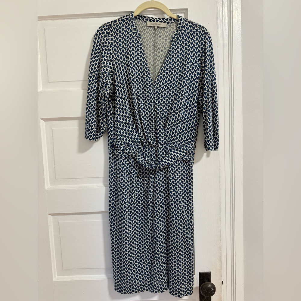 Gerard Darel navy and cream wrap dress - French size 40 (US 8-10)